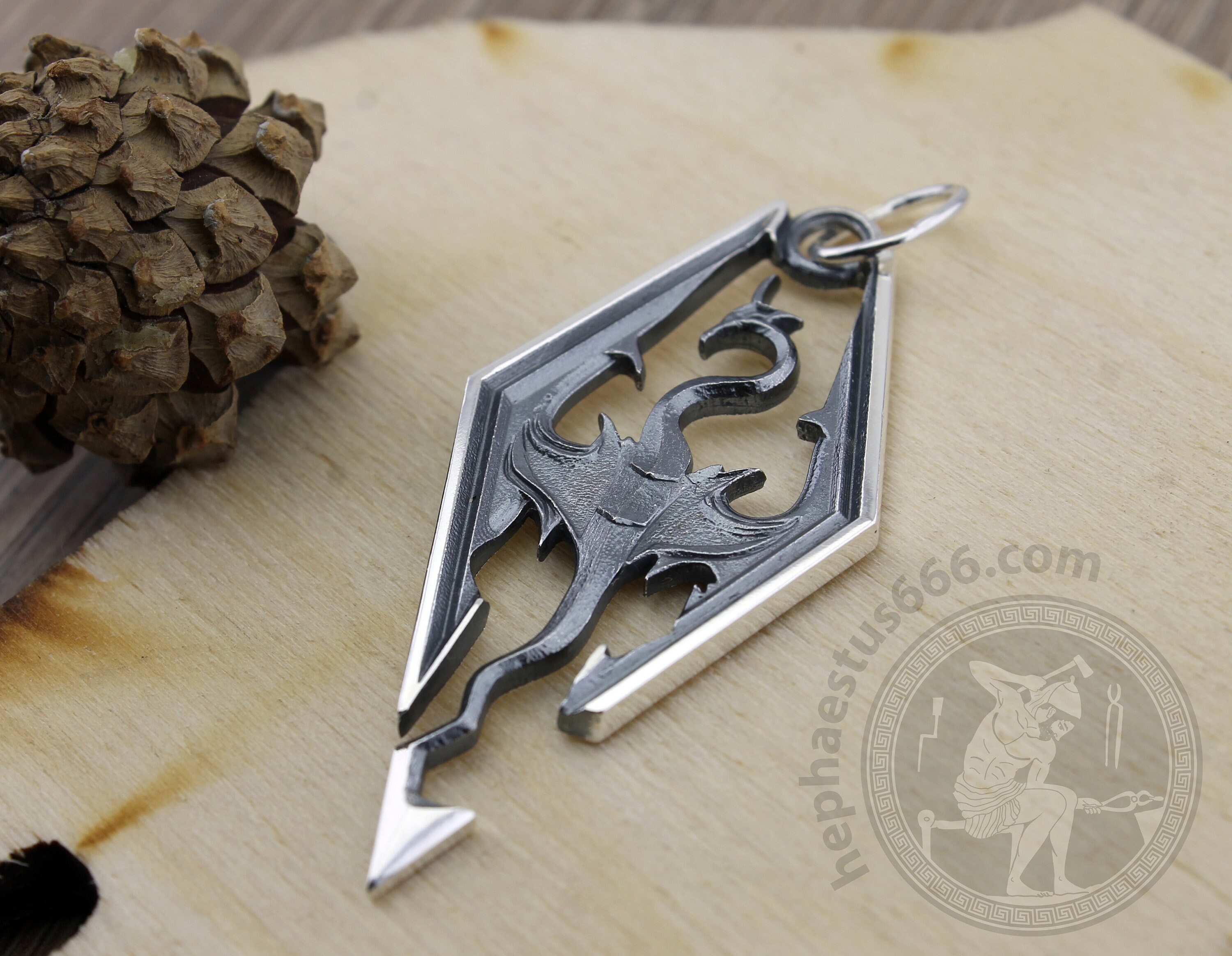 Skyrim Dragon silver necklace dovakin pendant game pendant the Etsy