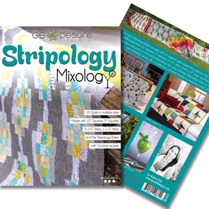 May include: Two books titled "Stripology Mixology" by Ge Designs Iceland. The front cover features a quilt design with yellow, teal, and gray squares. The back cover displays quilt examples and a photo of a woman.