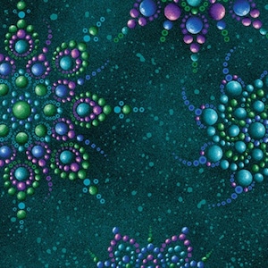 On Dragonfly Wings - Beaded Medallion Dark Teal 16402P-86