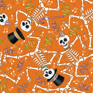 Spooky Cute Halloween - Dancing Skeletons - Orange PWMY008.ORANGE