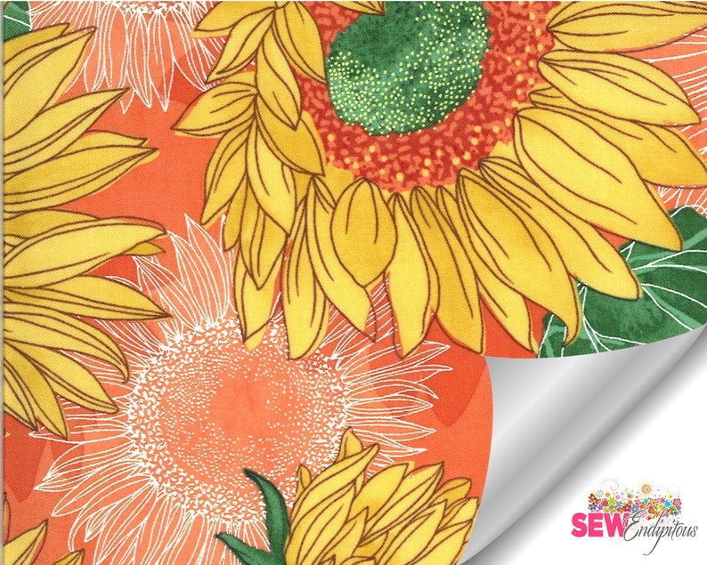 Solana Sunflowers Clementine 48680-18 of the Solana Fabric Collection designed by Robin Pickens for Moda Fabrics offered by SewEndipitous