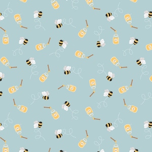 Teddy Bears Picnic - Honey Bee on Duck Egg A796.2