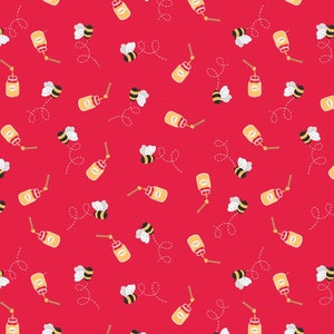Teddy Bears Picnic - Honey Bee on Red A796.3