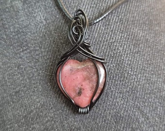 Rhodonite heart pendant