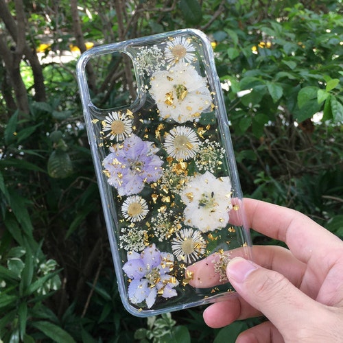Hand Pressed Flower Crystal Clear Phone Caseiphone 14 Pro Max - Etsy