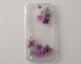 Étui pour iphone transparent en résine, fleur naturelle pressée séchée à la main, 15 Pro Max, iphone 11 12 13 Pro Max 6s 7 8 Plus X Xr Xs Max