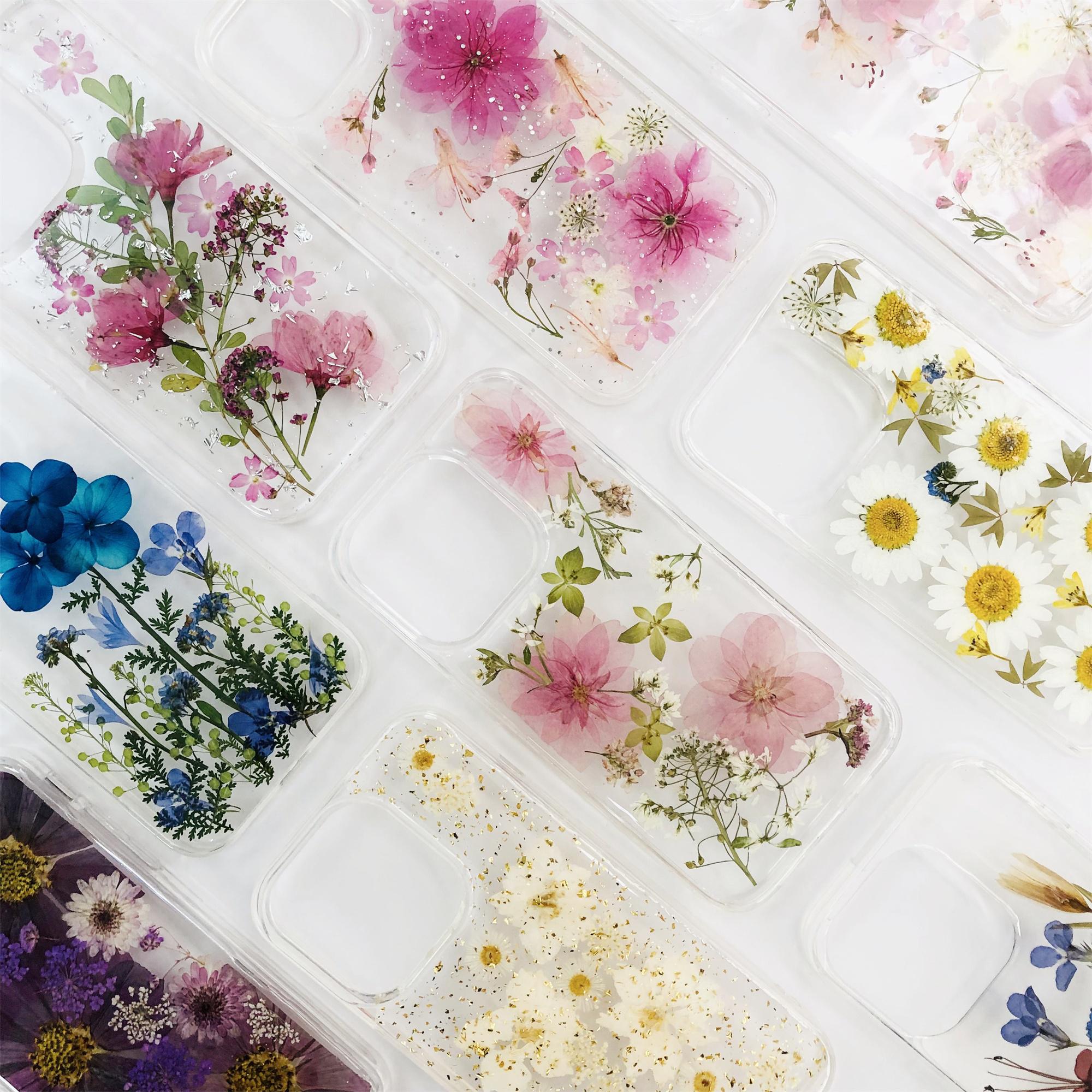 Echte natürliche getrocknete Blumen Handyhülle für iPhone 16 Pro Max 16e 15 Pro iPhone 14 iPhone 13, für Google Pixel 9A Pro 8A 8 Pro 7 Pro 6 Pro