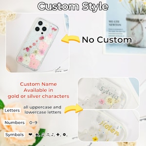 Custom name starry sky real flower phone case with glitter,for iPhone 17e 16e iPhone 15 Pro 14 13,Google Pixel 11 Pro 9A 9 Pro 7 Pro image 3