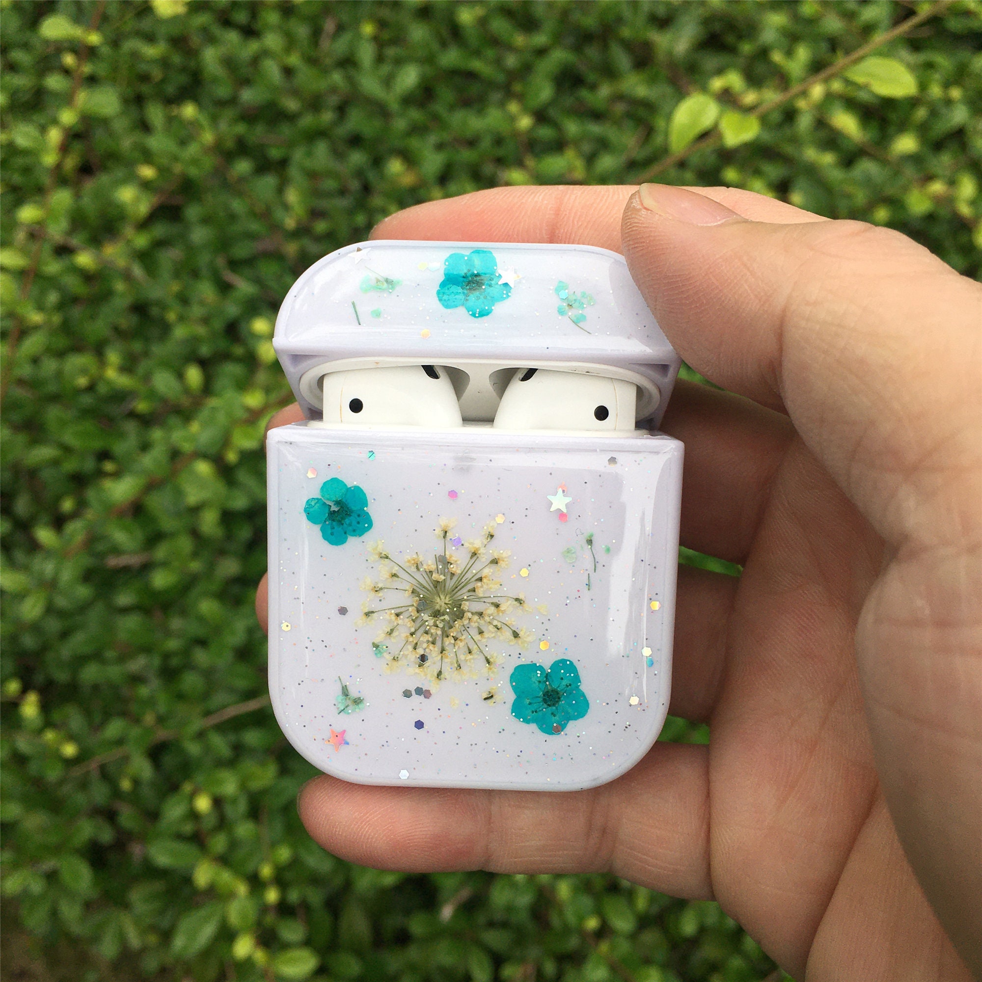 Pressed real dried flower airpods pro cases blue flowers cute Etsy