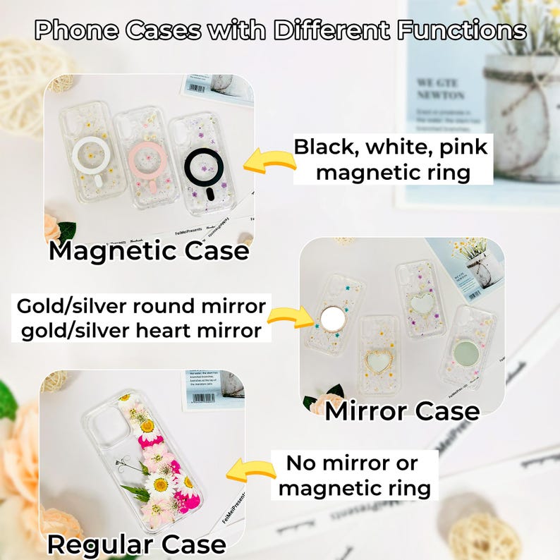 Custom name starry sky real flower phone case with glitter,for iPhone 17e 16e iPhone 15 Pro 14 13,Google Pixel 11 Pro 9A 9 Pro 7 Pro image 6