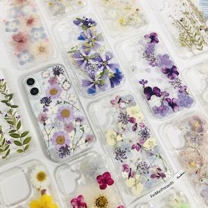 Natural real pressed flower phone case for iPhone 17 Pro Max 16e 15 Pro 14 13,for Google Pixel 10 Pro 8A 8, for Samsung S25 Edge S25 Ultra
