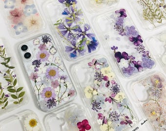 Natürliche echte gepresste Blume Handytasche für iPhone 17e 16e 15 Pro 14 13, für Google Pixel 10 Pro 8A 8, für Samsung S26 Edge S25 Ultra