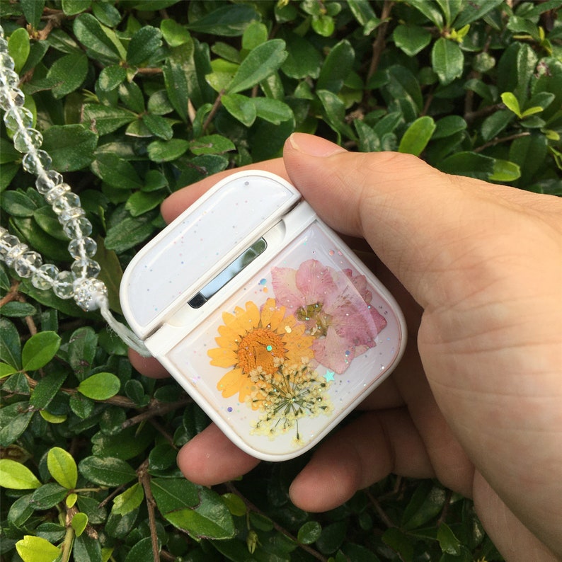 Cute real dried flower airpods pro cases hard airpod 1 2 pro case airpod case christmas birthday gift for her