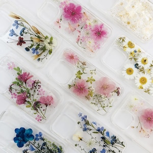 Custodia per telefono con fiori secchi pressati naturali per iPhone 17e 16e 15 Pro iPhone 14 iPhone 13, per Google Pixel 10 Pro XL 9 Pro 8 Pro 7 Pro 6