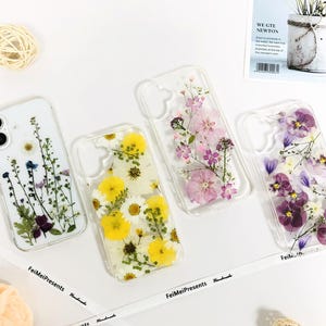 Funda para teléfono con flores naturales prensadas de varios estilos para iPhone 17e 15 14 13, para Google Pixel 9A, Samsung S26 Edge S25 Ultra
