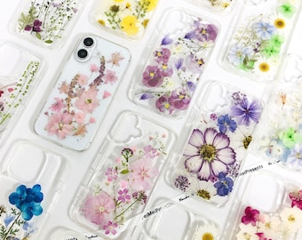 Meerdere stijlen echte gedroogde geperste bloem telefoonhoesje voor iPhone 17e 15 14 13, voor Google Pixel 9A Pro 8A 8, Samsung S26 Edge S25 Ultra