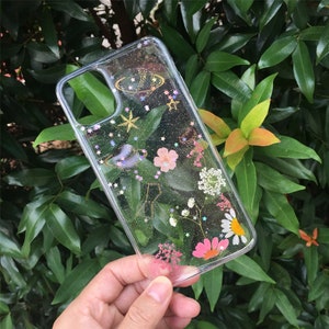 Echte gepresste getrocknete Blume klare Handyhülle,iPhone 16 Pro Max 16e 15 Pro Max iPhone 14 13, Google Pixel 8 Pro 7 Pro 6 Pro Hülle, Miiko