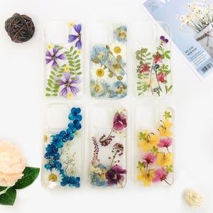 Natürliche echte gepresste Blume Handytasche für iPhone 17e 16e 15 Pro 14, für Samsung S26 FE S25 Ultra, Google Pixel 10 9 Pro 8A 7 Pro Hülle