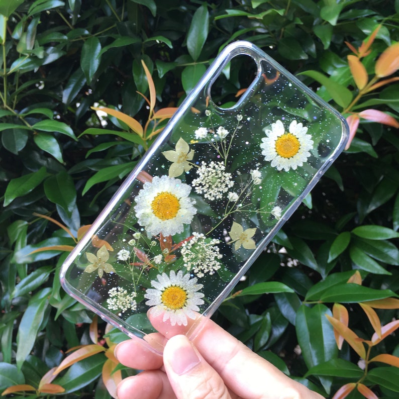 Hand Pressed Flower Case Dried Flower Casereal Flower Etsy