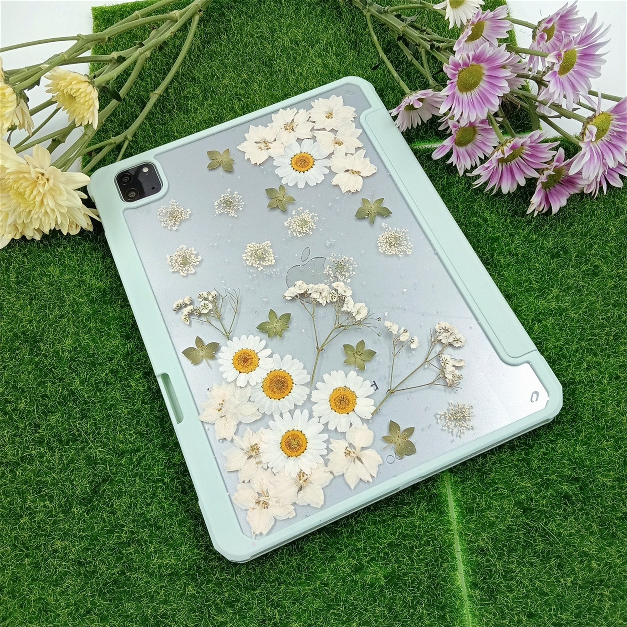 Rock, Love, Peace, Etc with yellow and green flower iPad Case