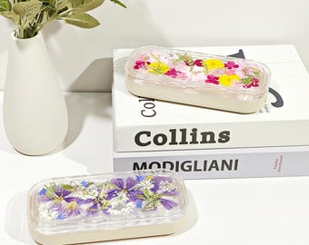 Personligt sött reseglasögonfodral för henne, pressat blommigt närsynthetsglasögonfodral med glasögonduk, glitter solglasögonlåda, smart glasögonlåda