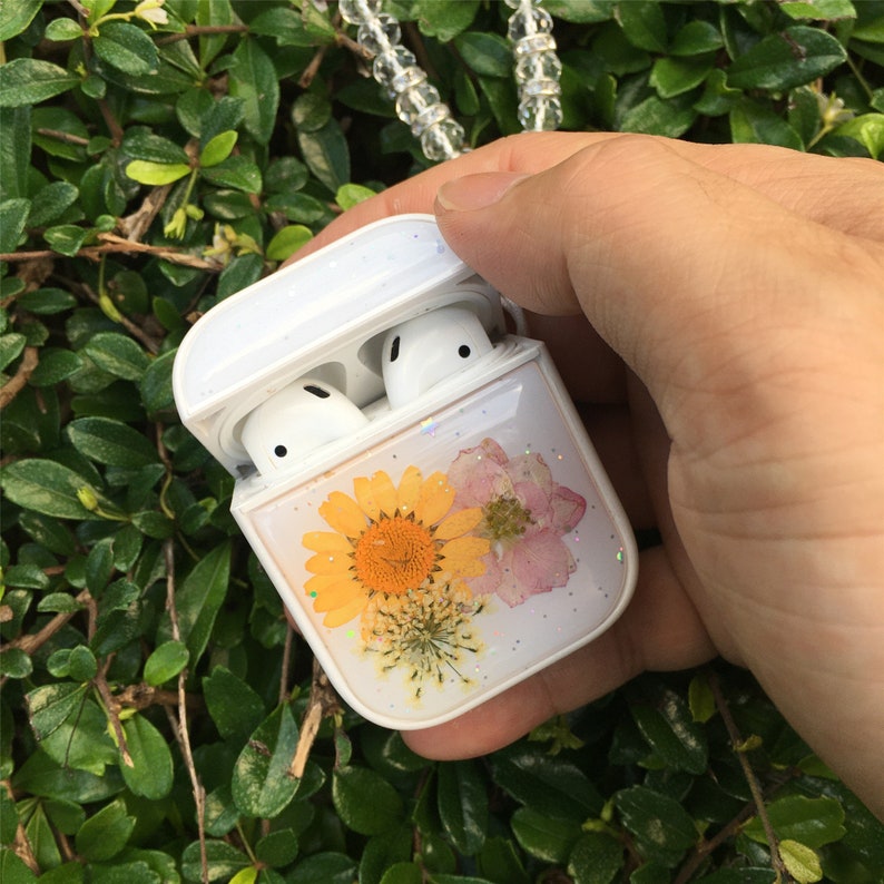 Cute real dried flower airpods pro cases hard airpod 1 2 pro case airpod case christmas birthday gift for her