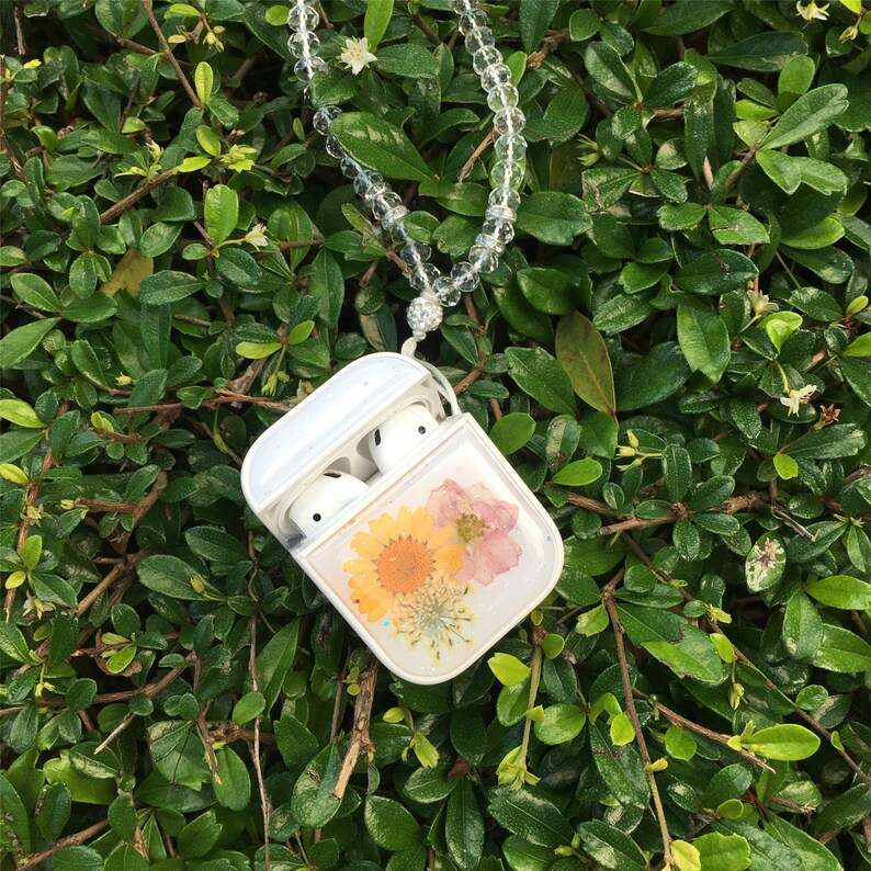 Cute real dried flower airpods pro cases hard airpod 1 2 pro case airpod case christmas birthday gift for her