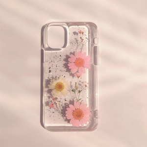 Hand pressed real flower crystal clear phone case for iPhone 17 Pro Max 16e 13 14 15 Pro Max Samsung S25 Edge S25 ultra S24 A53 case,google