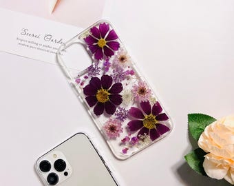 Handmade natural pressed flower phone case for iPhone 17e 16e 15 Pro Max iPhone 14 13, Google Pixel 10 Pro 9 Pro 8 Pro case, Xiaomi