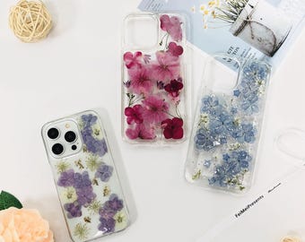 Natural real flower phone case for iPhone 17 Pro Max 16e 15 Pro Max iPhone 14 iPhone 13,for Google Pixel 9A Pro 8 Pro 8A 8 Pro 7 Pro 6 Pro