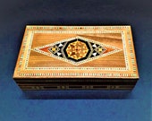 Handmade Inlaid wooden Rectangular Box 15.5 CM, Marquetry Art Work. UK Seller