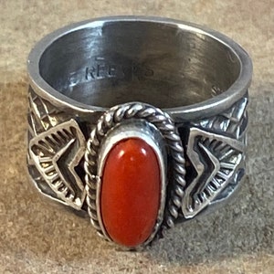 Native American Important Gary Reeves (d.) Coral Sterling Silver Buckle Set Native American Important Gary Reeves (d.) Coral Sterling Silver Buckle Set
