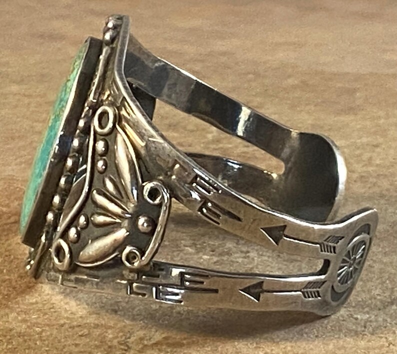 Vintage Navajo Sterling Silver & Kingman Turquoise Cuff Bracelet - Etsy