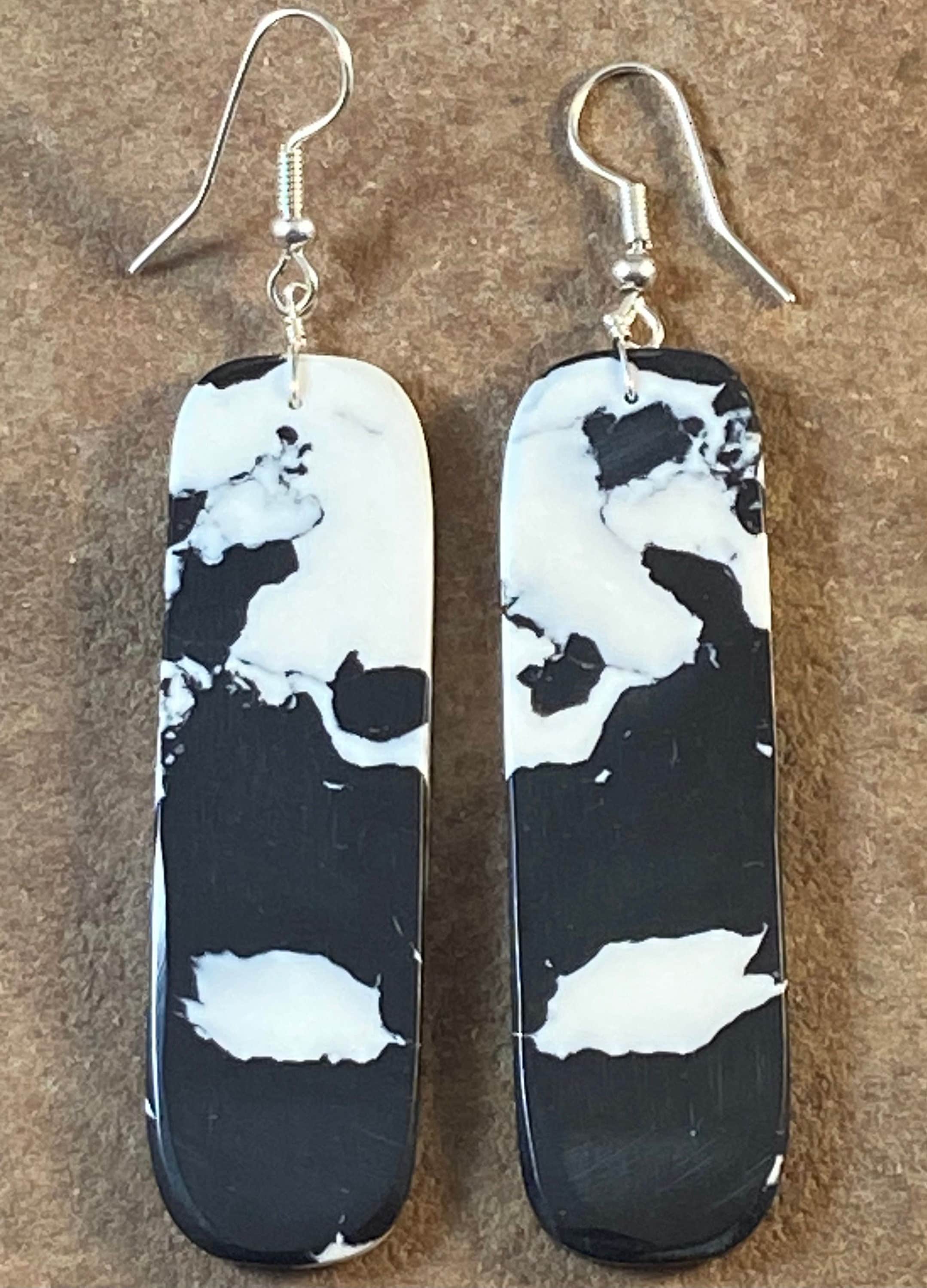 Ronald Chavez Synthetic White Buffalo Slab Earrings