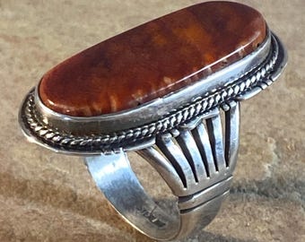 ナバホ インレイ リング .925 シルバー 宝石アーティスト ネイティブ