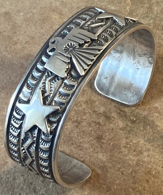 Heavy 77 Gram Southwest Jasper Sterling Silver Thunderbird Bracelet Cuff Heavy 77 Gram Southwest Jasper Sterling Silver Thunderbird Bracelet Cuff