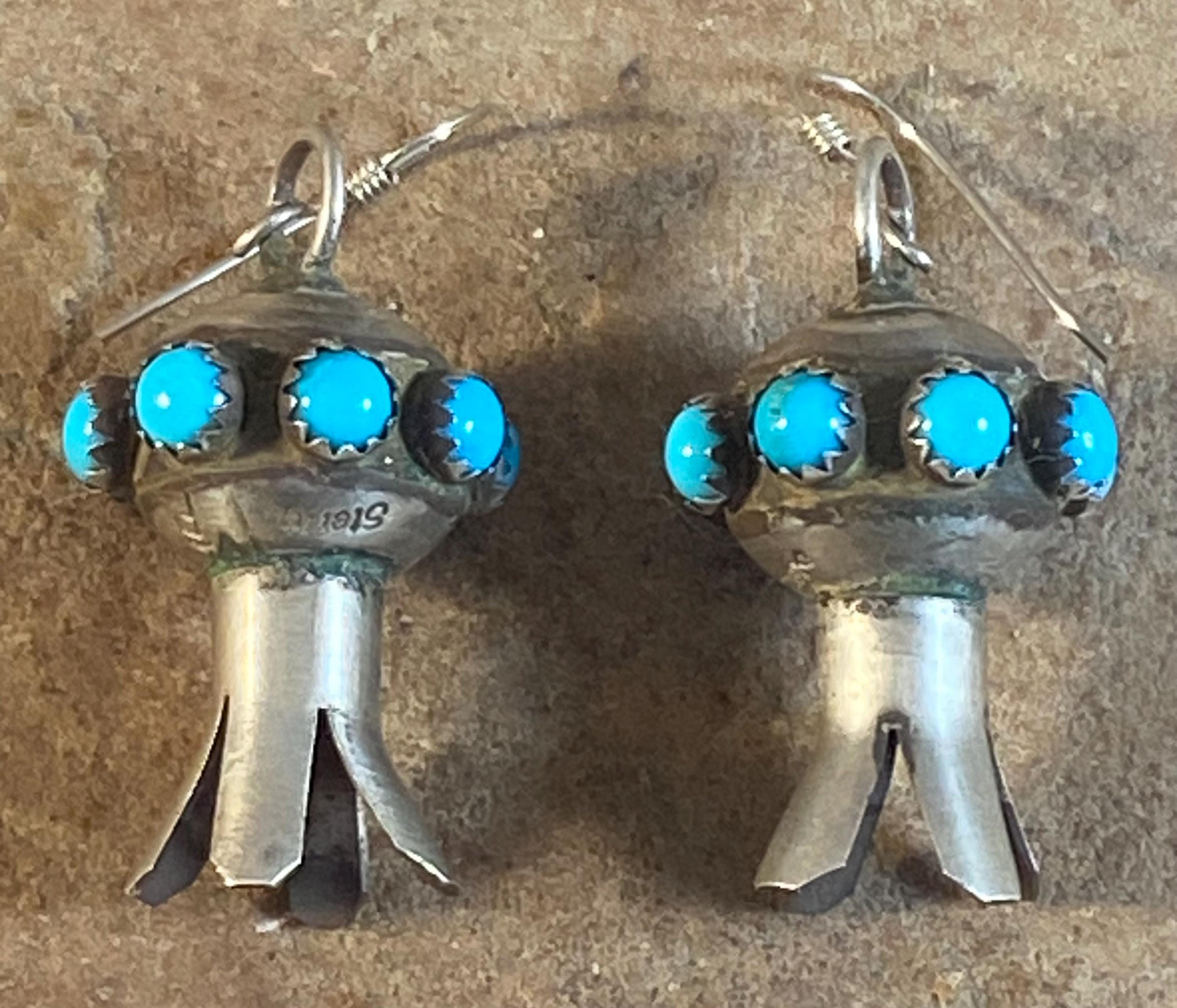 Monica Smith Navajo Sterling Silver & Turquoise Squash Blossom
