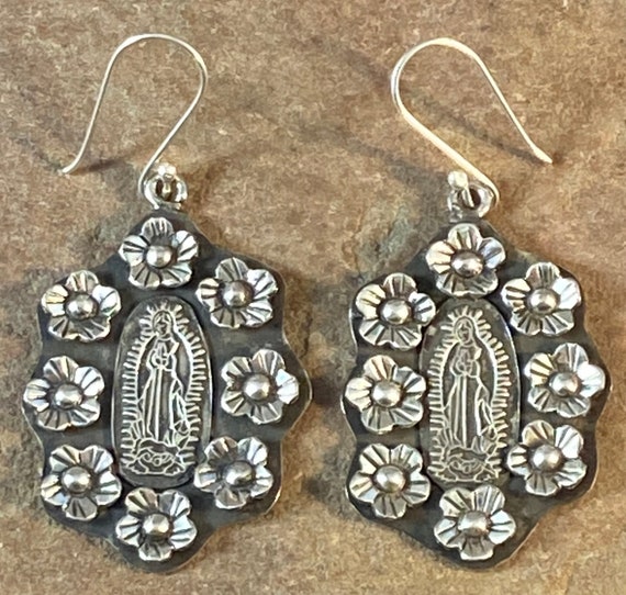 Mexican Sterling Silver Our Lady of Guadalupe Earr