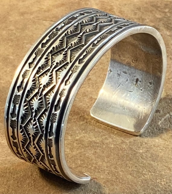 Sunshine Reeves Navajo Sterling Silver Stamped Cuff Bracelet men s Size Etsy Canada