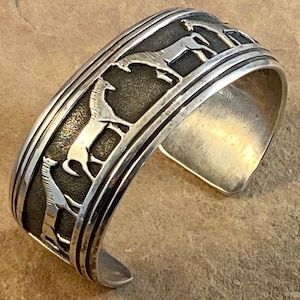 Vintage Sterling Silver Horse Cuff Bracelet
