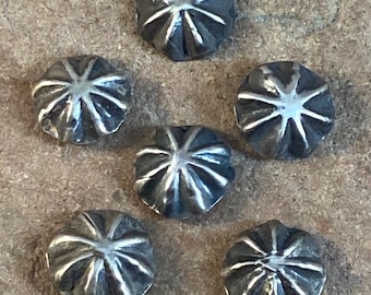 6 Small Vintage Sterling Silver Navajo Buttons