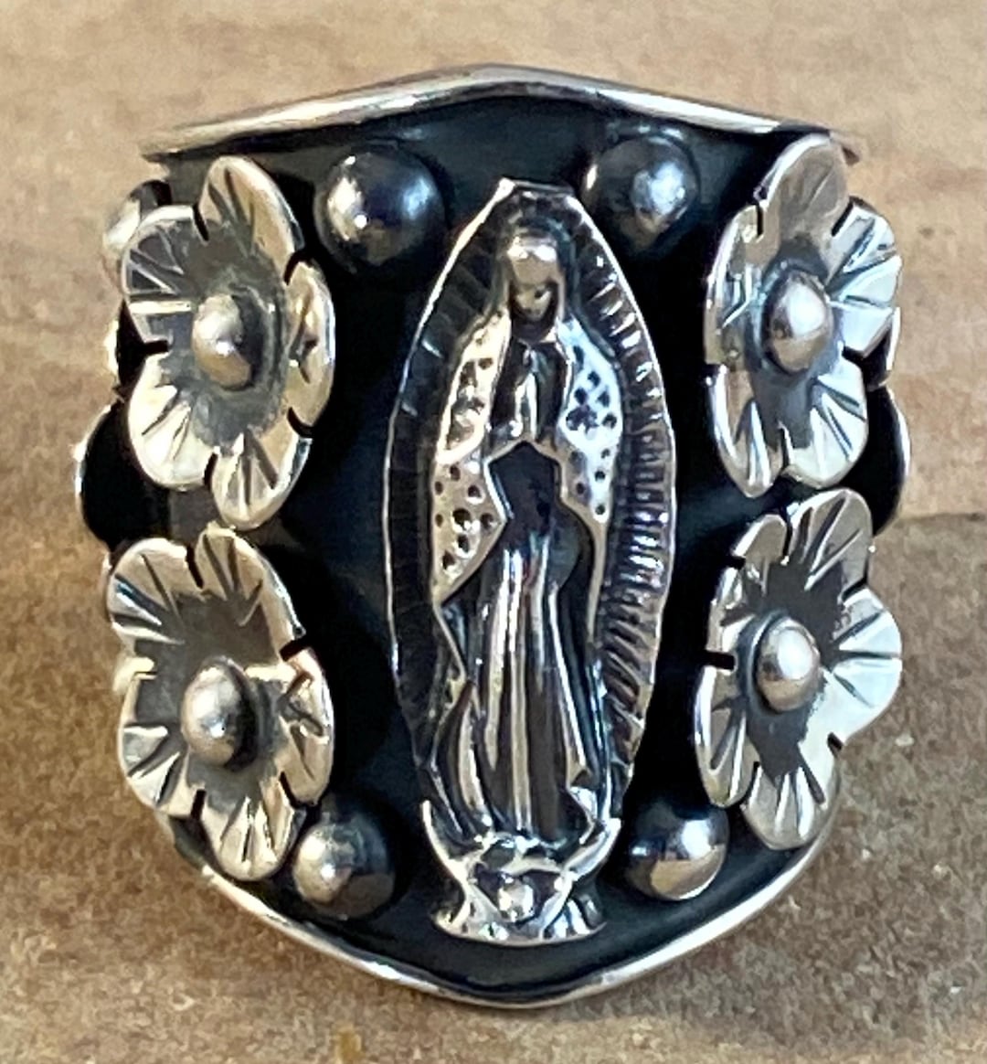 Mexican Sterling Silver Our Lady of Guadalupe Ring Sz. 9 1/2 - Etsy