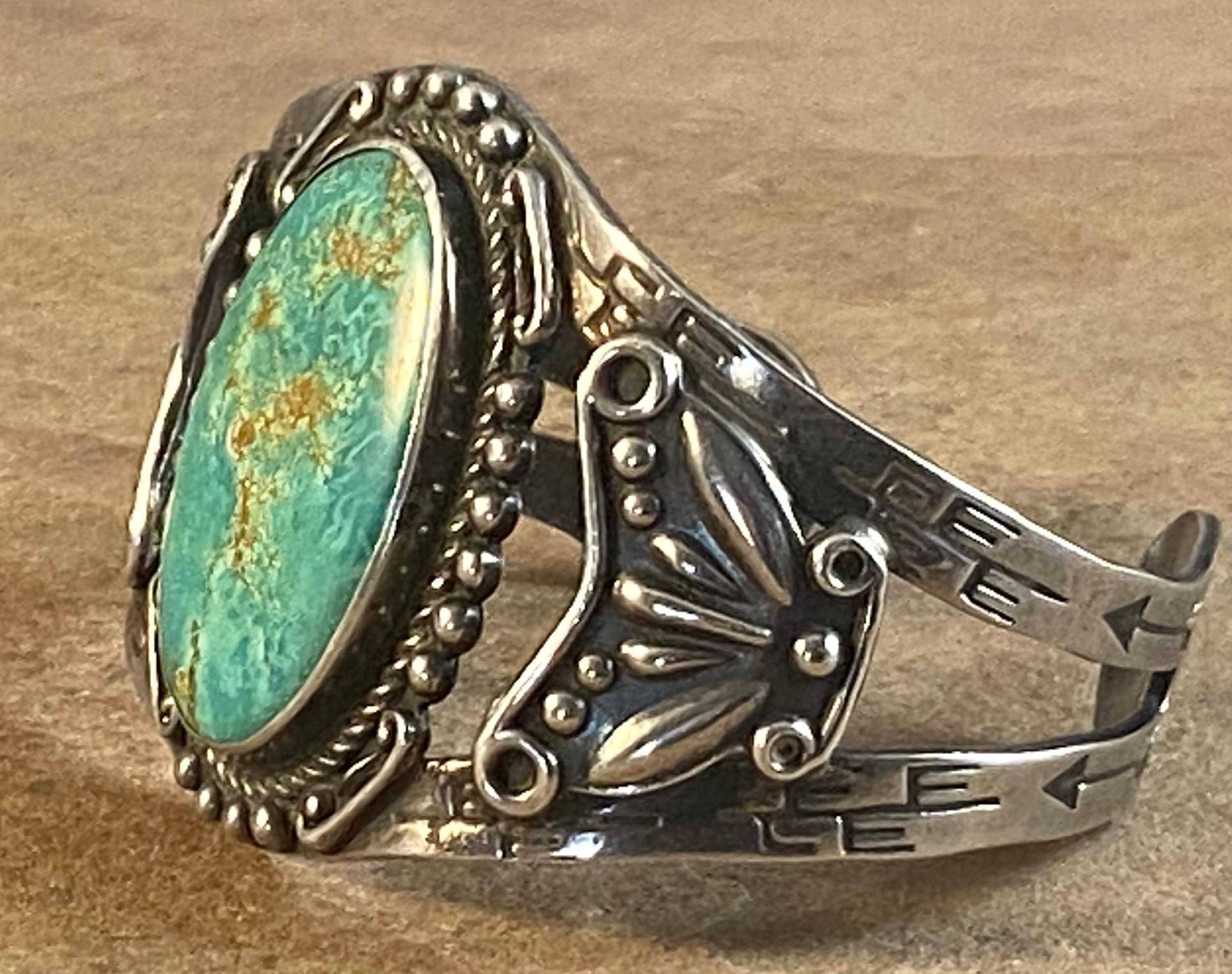 Vintage Navajo Sterling Silver & Kingman Turquoise Cuff Bracelet - Etsy