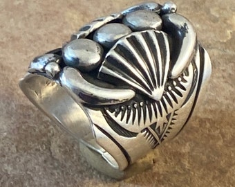 エディソンサンディスミス　リング　シルバー　ESS ナバホ ESS (edison Sandy Smith) STERLING Navajo Ring - Etsy