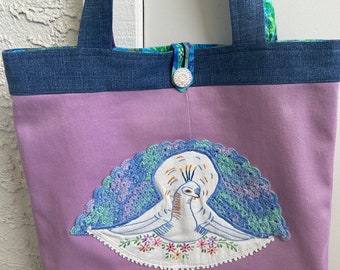 DISCOUNTED: Homemade  Up-Cycled Peacock Bag