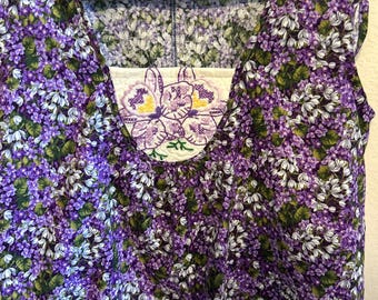 Homemade vintage embroidery purple floral top