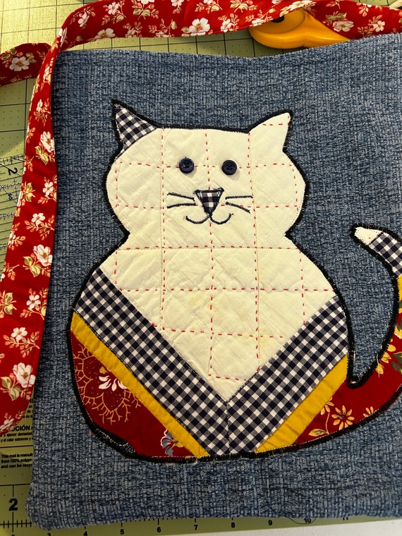Vintage Quilted  Cat Purse