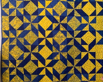 Blue and Yellow Batik quilt