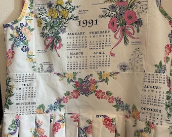 Homemade 1991 Vintage  TeaTowel Calendar  Crop Top