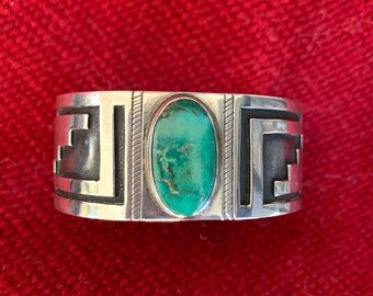 Early Silver and Turquoise Cuff Bracelet